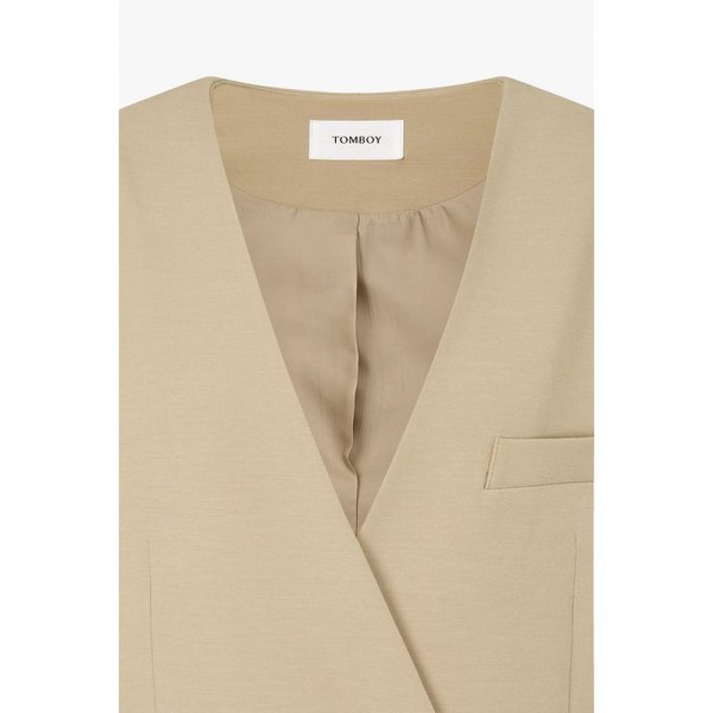 Studio Tomboy No Collar V Neck One Button Jacket  9106112102ar 