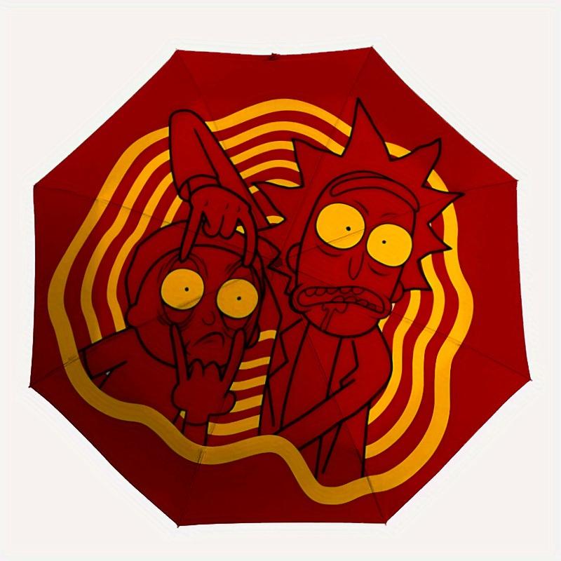 

Rick Morty Automatic Folding Umbrella with Sturdy Iron Frame, Portable Compact Travel Umbrella All-Season Use Parties 0807060