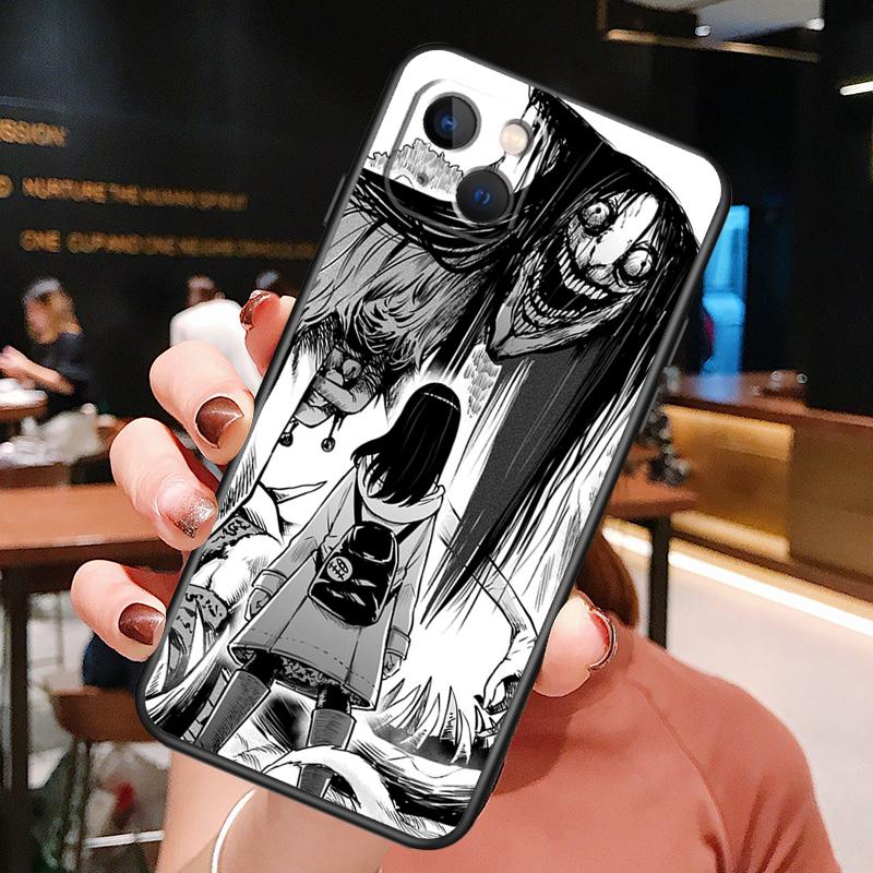 Horror Manga Style Phone Case For iPhone 16 Pro Max 15 13 12 11 14 Pro Max Plus 12 13 Mini XR 16e Funda Cover