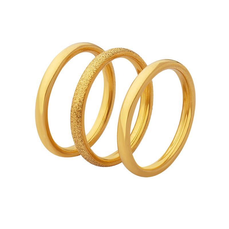 Korean Style Matte Titanium Steel Women's Minimalist Ring Set - Non-Fading, Cold Style Jewelry