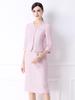Elegant Spring Pink Beaded Dress - Faux Two-Piece Style