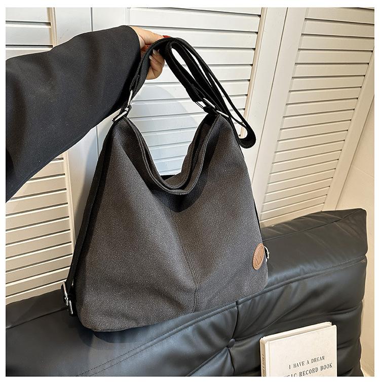 

Модна полотняна жіноча сумка великої ємності рюкзак подвійного призначення нова зимова сумка універсальна сумка через плече чорний