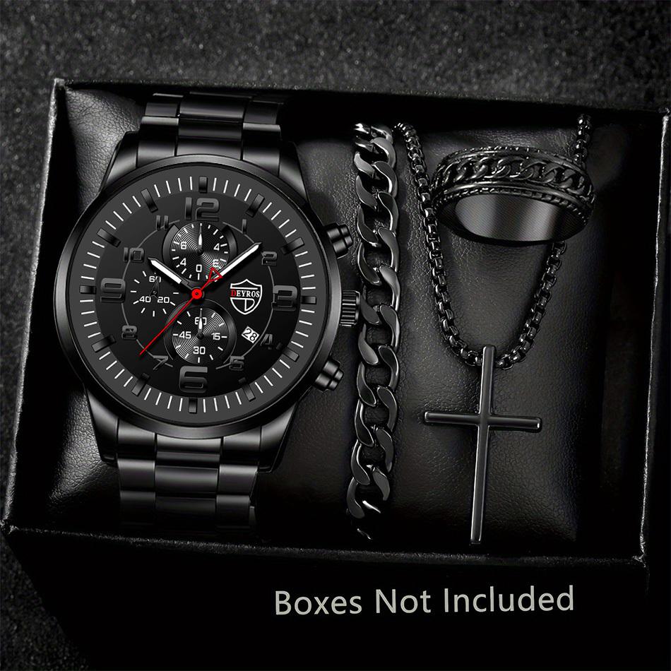 

4pcs Classic Men s Watches Quartz Watches Are Suitable for Everyday Wear чёрный