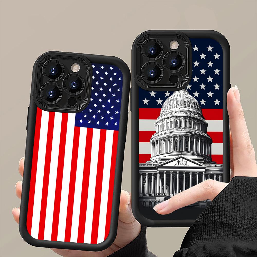 USA America Flag Thicken TPU Mobile Phone Case for iPhone 17 16 15 14 13 12 11 Air Pro Max Plus Colorful Cover