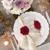 4pcs/Set Polyester Unique Simulated Rose Romantic Tableware Ornament Napkins Clasp Decorative Accessories