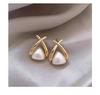 925 Silver Needle French Cross Earrings - Elegant High-End Studs