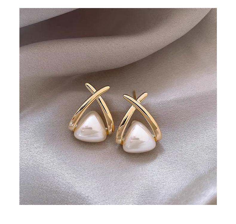 925 Silver Needle French Cross Earrings - Elegant High-End Studs