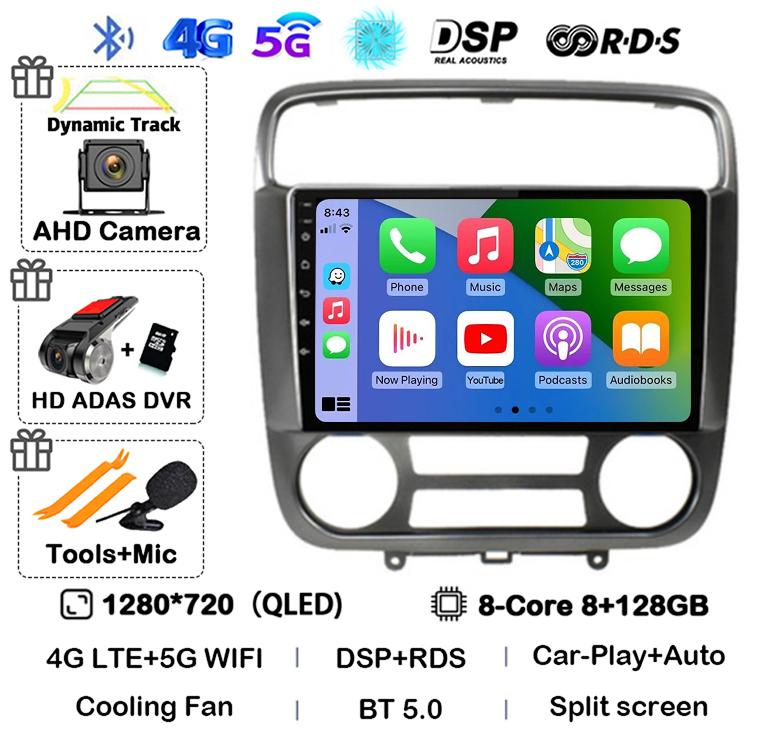 Android 14 Carplay Auto for Honda Stream 2001-2004 MT/AT 2din Car Radio Stereo Multimedia Video Player Audio Navigation GPS WIFI