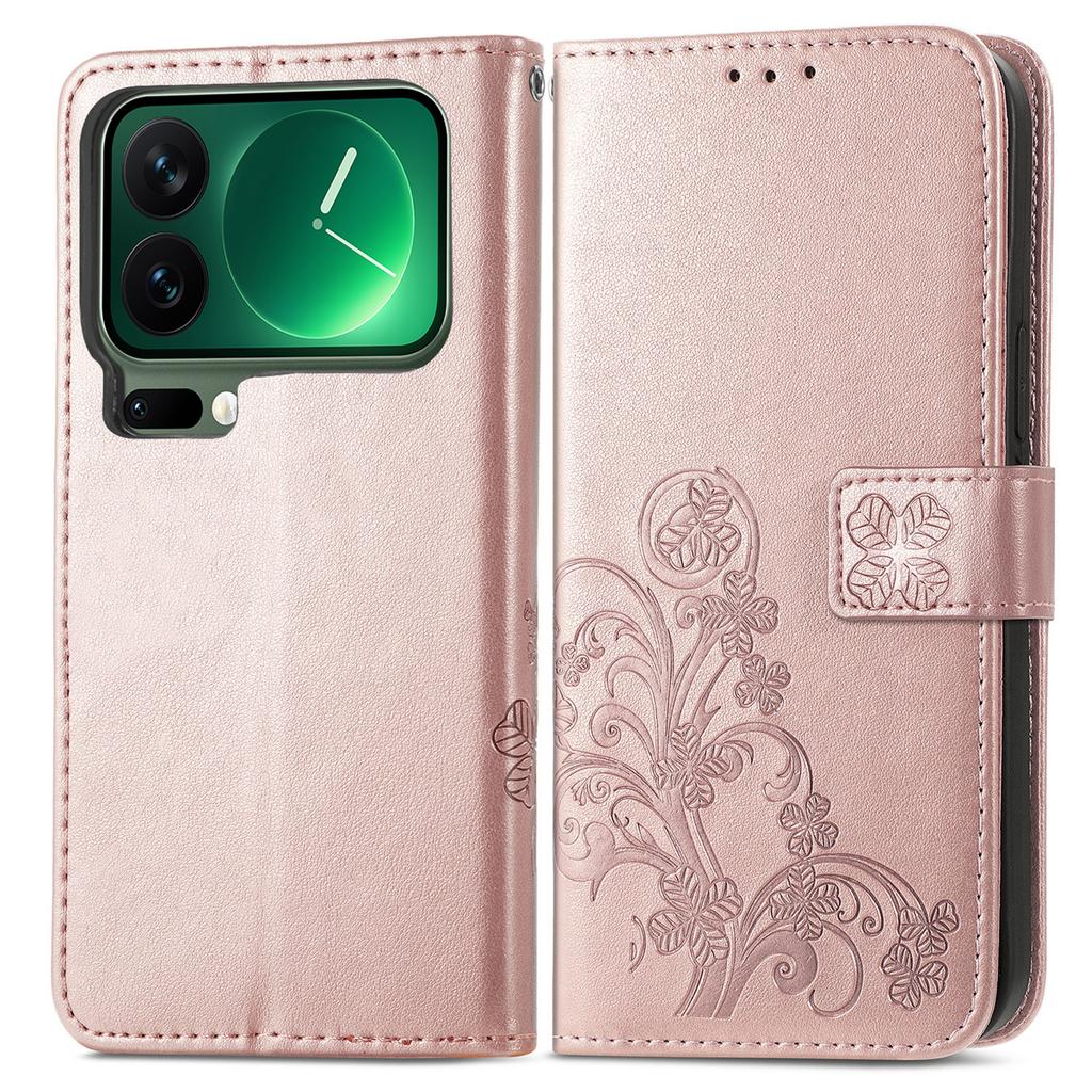 For Xiaomi 17 Pro Max Leather Case Four-Leaf Clover Wallet Phone Cover