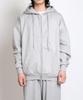 Zblack Plain Fleece-Lined Short Zip-Up Hoodie (Melange Grey)