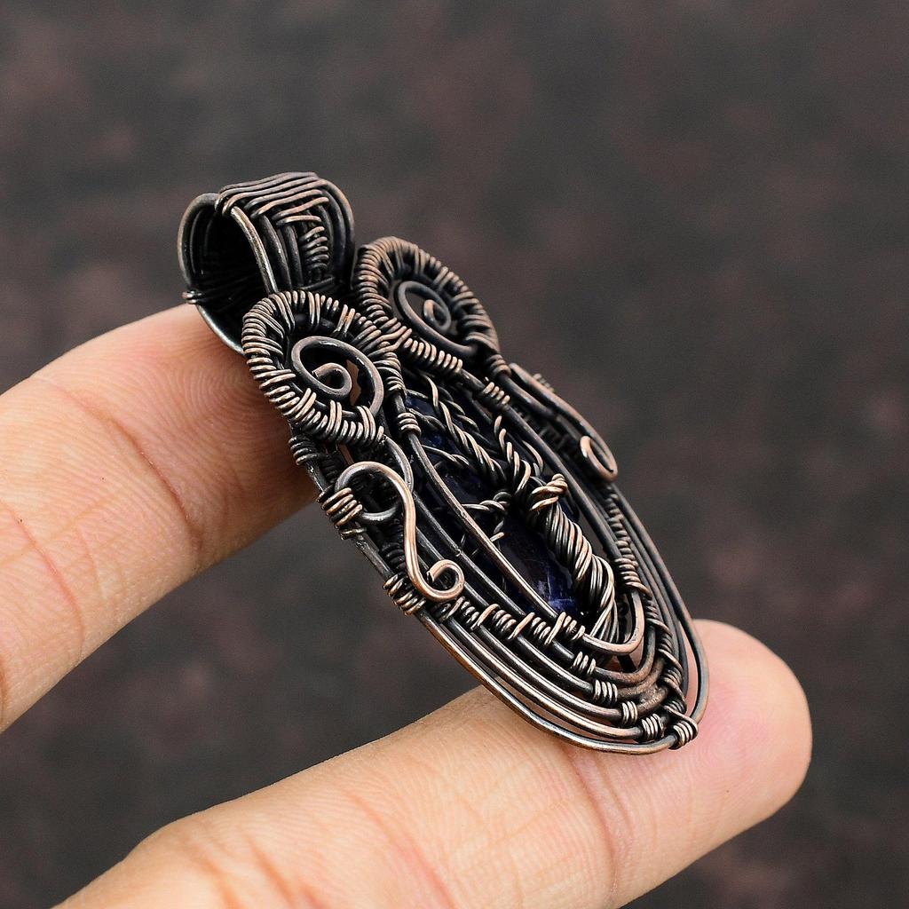 Tree Of Life Sodalite Pendant Copper Wire Wrapped Jewelry Gemstone Copper Pendant Tree Of Life Jewelry Gift For Mom Handmade Wrapped Pendant