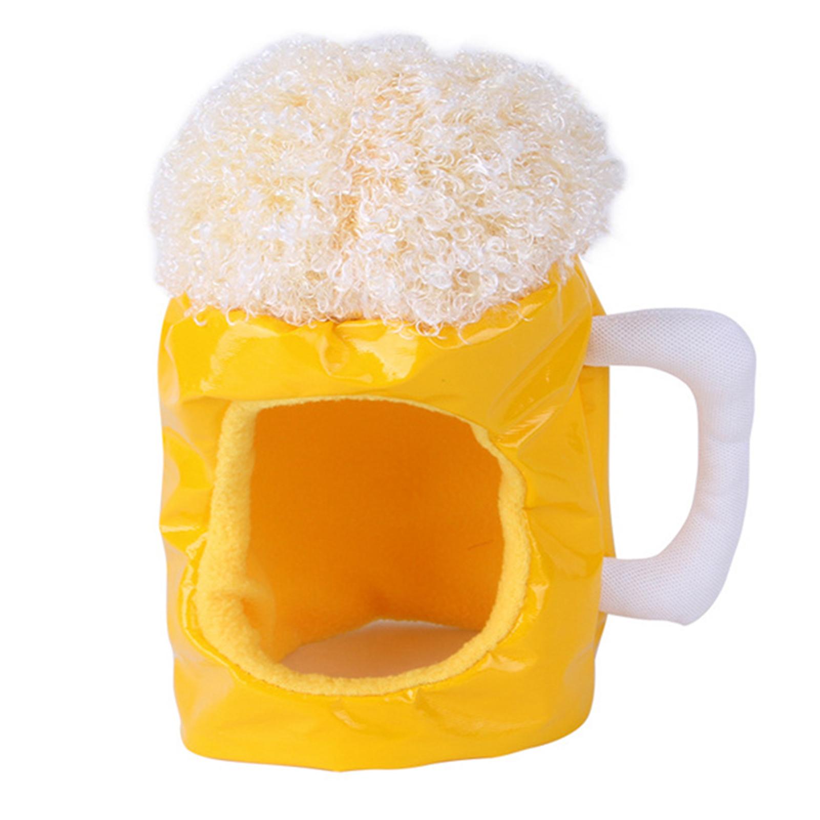 Pet Beer Hat Cute Hat For Dogs Beer Mug Dress Up Costume Pet Keep Warm Yellow Headwear Cosplay Accessories For Cats And Dogs
