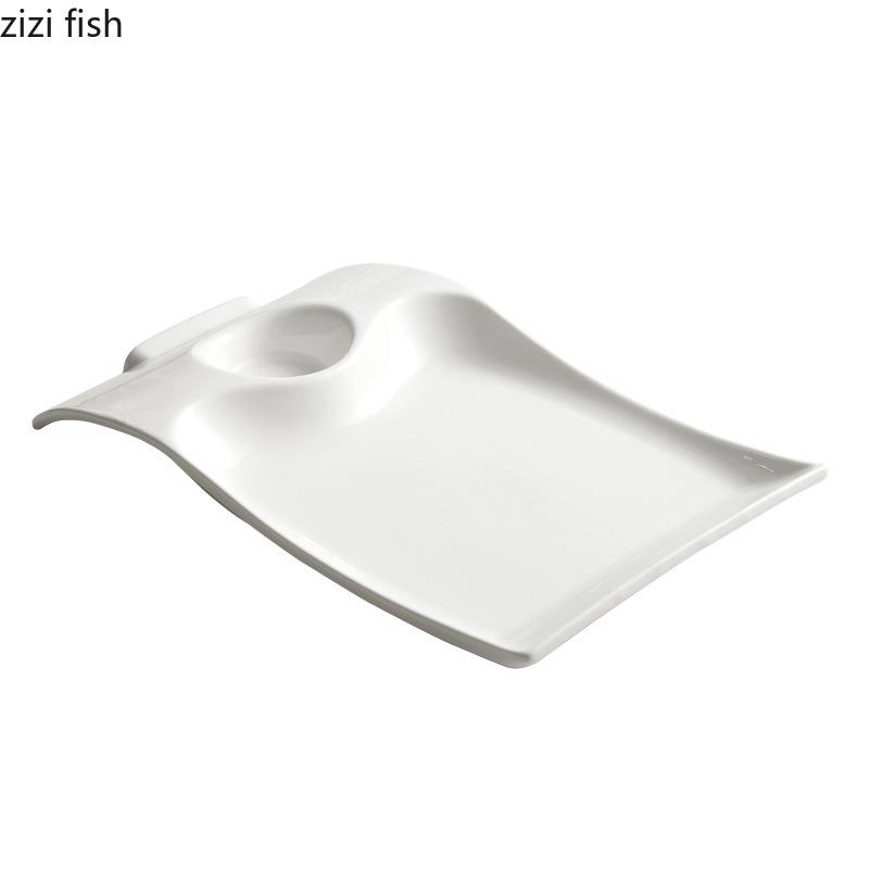 Irregular Rectangular Plate Ceramic Tableware Dumpling Plate Snack Dish Serving Plate Steak Dish Artistic Conception Tableware