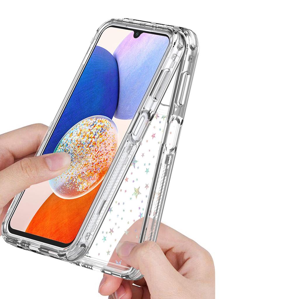 For Samsung Galaxy A14 4G/5G Case Clear Acrylic TPU Hybrid Phone Cover with Laser-printed Film