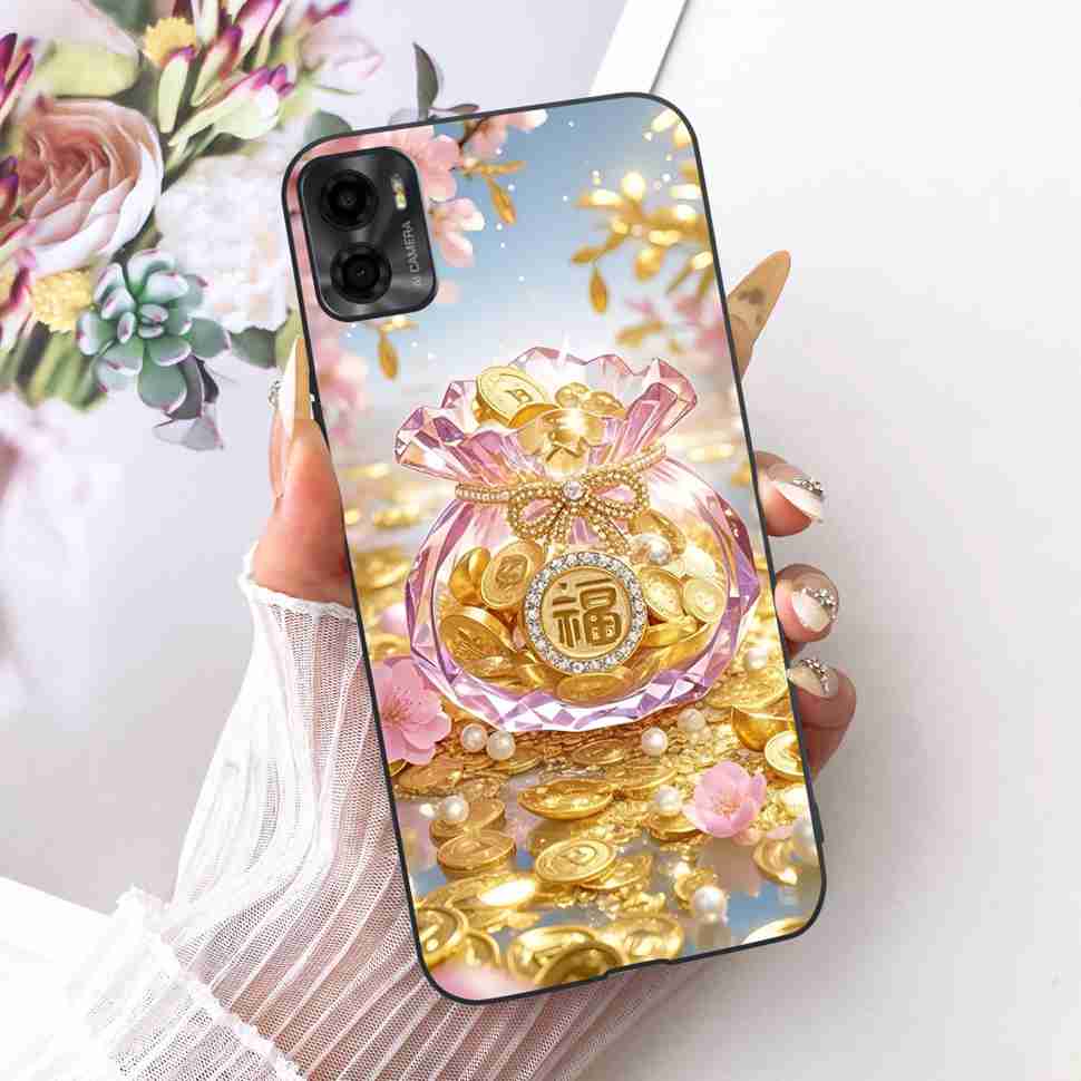 For Motorola Moto E22s 4G 6.5" Case Colorful Flower Cartoon Dragon Silicone TPU Black Cover For MOTO E22s E 22S 4G Phone Shell