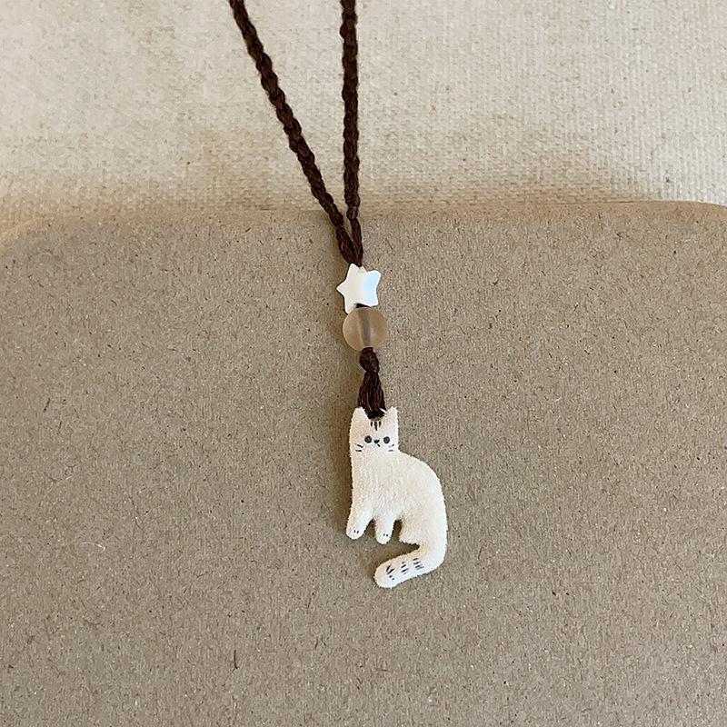 Tredimensionell plyschkattungehänge Halsband Dam Mjuk och Söt Retro Mode Temperament Elegant Mångsidig Halskedja Tröjkedja