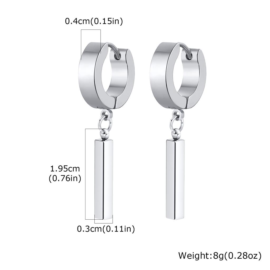 Multi Style Fashion Stainless Steel Hoop Earrings, Vintage Sword Star Geometric Pendant Men's Earrings, Hip Hop Piercing Jewelry
