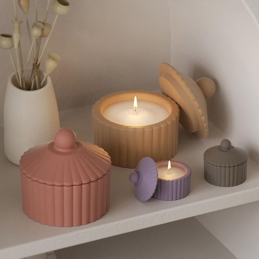 Storage Box Silicone Mold Stripe Pattern Jewelry Case Epoxy Resin Mold Aromatherapys Gypsum Candle Jar Mold Home Decors