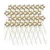 50pcs Golden Silver Hollow Star Bamboo Skewers Buffet Fruit Food Picks Cocktail Sticks Christmas Party Birthday Wedding Decor
