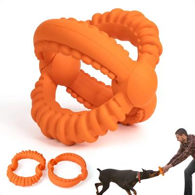Interaktives Hundespielzeug, abnehmbares Tauziehen-Spielzeug mit 2 Ringen, Kauspielzeug aus Naturkautschuk, geeignet für große Hunde