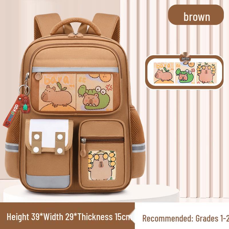 Capibara Spine Protection Backpack for Primary School Kids (Grades 1-6) - Anime Cartoon Design