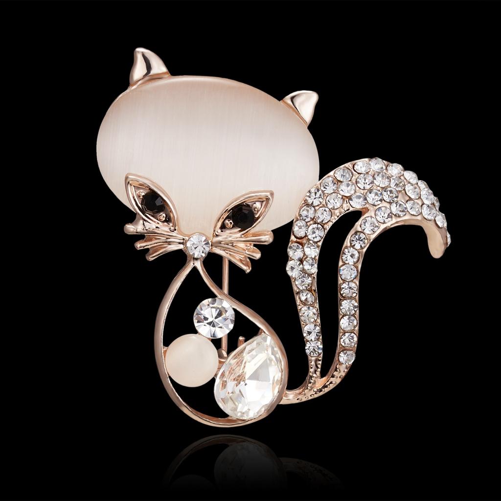 Exquisite Wearing Crown Opal Cat Brooch For Women Men Elegant Crystal Lovely Cartoon Kitten Owl Buckle Lapel Pins Party Jewelry
