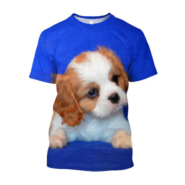 3D Puppy Dog Printed T-shirty Men Oversized Baggy Cavalier King Charles Spaniel Graphic T Shirts Streetwear Cute Clothes