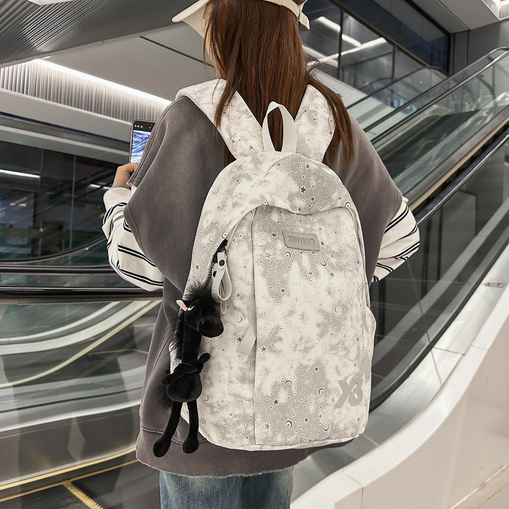 Schoolbag Starry sky tie-dye schoolbag male and female college students Korean ins high value campus backpack junior high school high school backpack