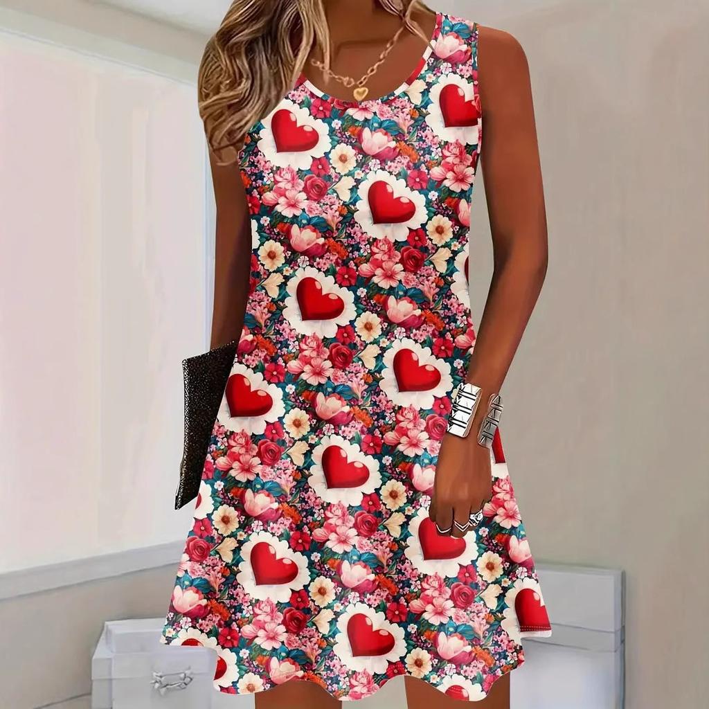 Abito estivo da donna senza maniche con stampa 3D Moda Versatile Traspirante Tendenza Casual
