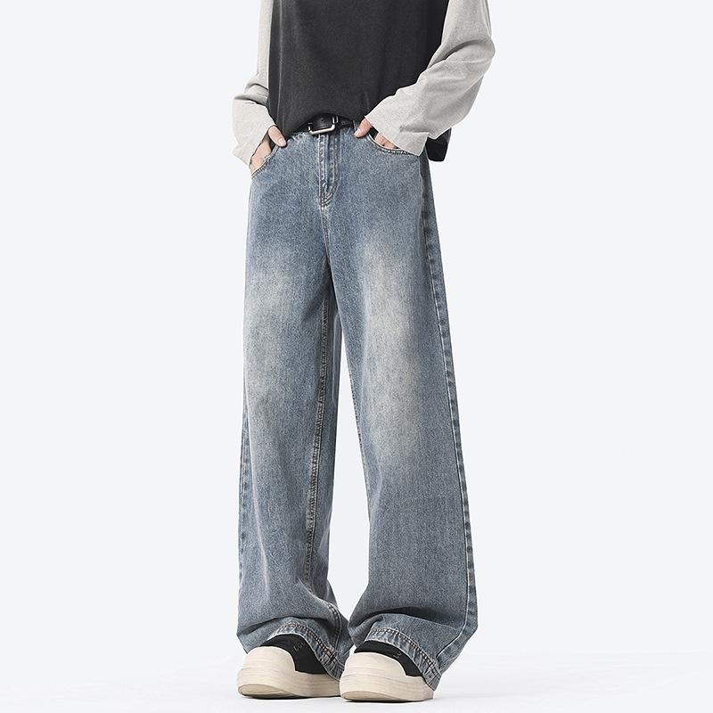 Men's New Style of Jeans In Spring and Autumn American Teenager Handsome Straight Wide-leg Trousers