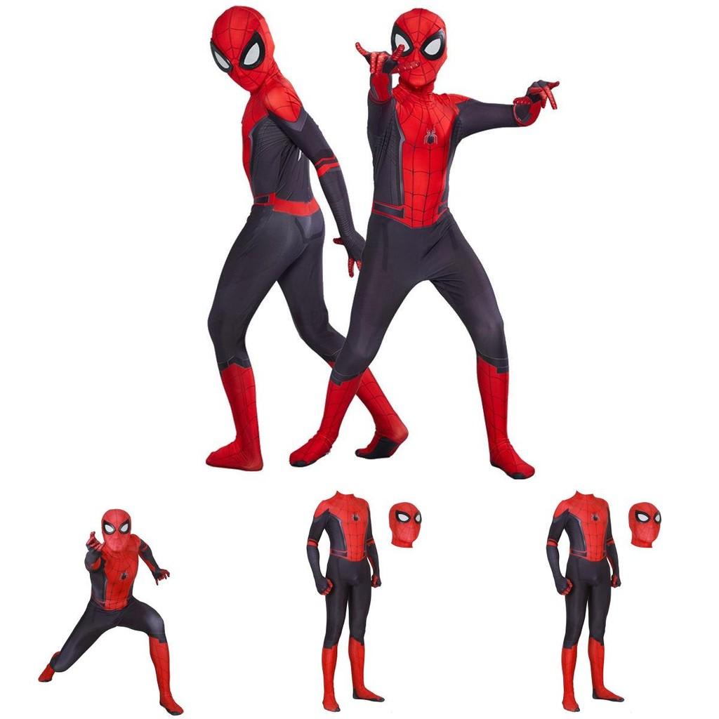 Yetişkinler ve Çocuklar İçin Kaliteli Peter Parker Örümcek Adam Uzakta Evden Cos Kostümü**