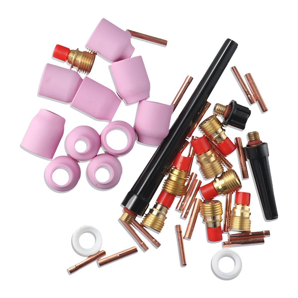 

58 шт. комплект сварочных горелок TIG для металла, тонкое качество изготовления, WP-9/20/25, 040 ~1/8 , газовая линза, установка сварки