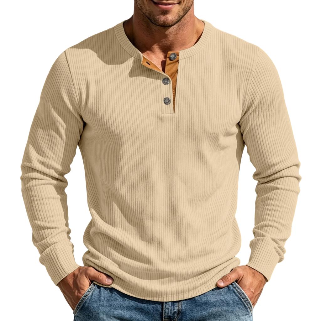 Men's Long Sleeve Shirt Casual Vintage Loose Fit Retro Top for Fall Winter