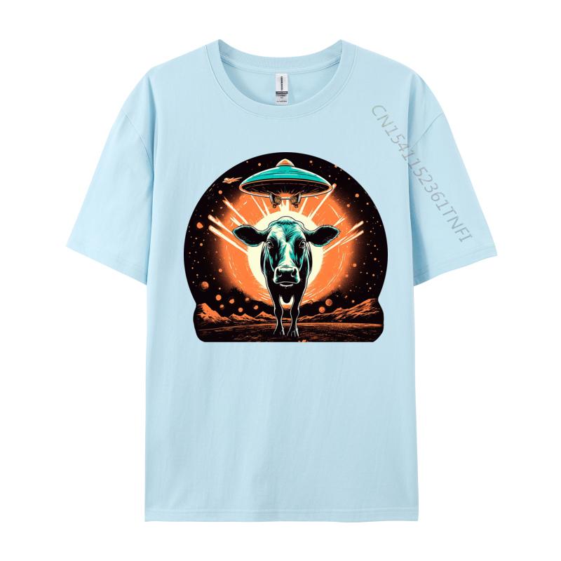 Cosmic Cows Tshirt New Design Graphic Cotton T Shirt For Men Novelty Top Blouse For Autumn Cream T Shirt