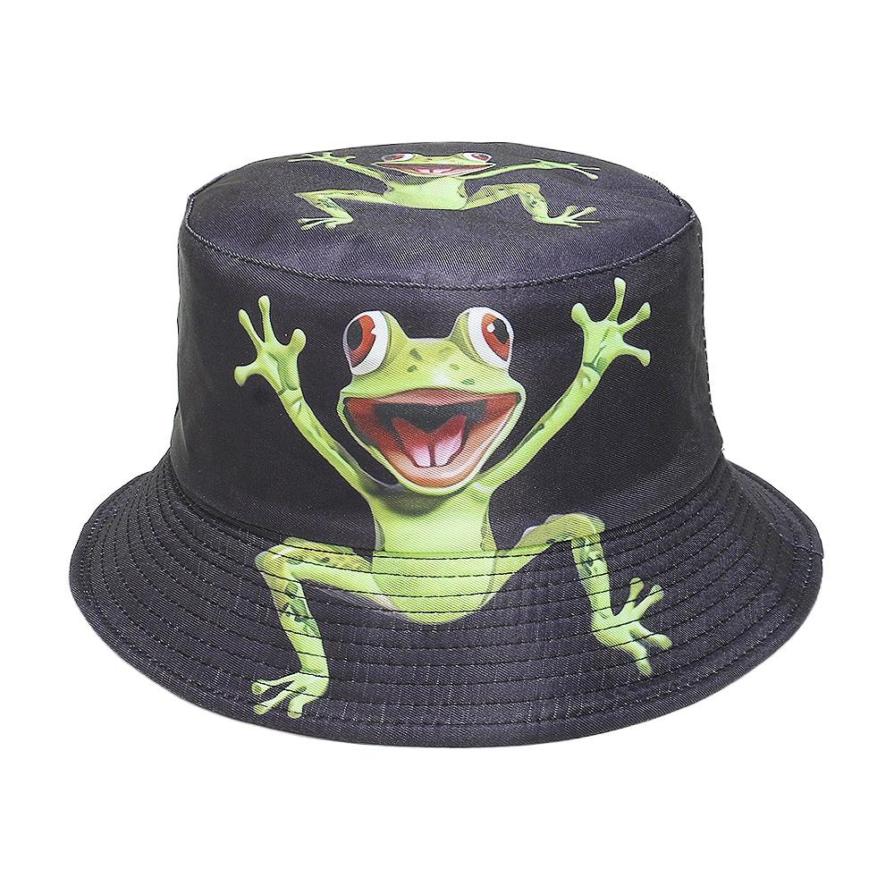 European and American spring and summer sun hat outdoor casual versatile basin hat frog cartoon bucket hat female