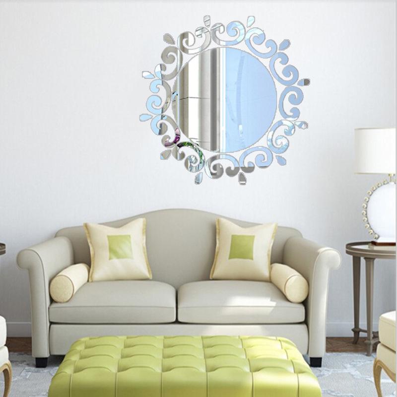3D Sun-Shaped Acrylic Mirror Wall Sticker - Self-Adhesive Decorative Accent for Bedroom and Living Room