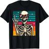 Retro Skeleton Halloween Rock Hand Sign Rock N Roll 90s T-Shirt