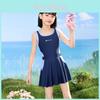 Childrens Swimsuit Girl Onepiece Sunscreen Dress With Detachable Bra For Water Sports