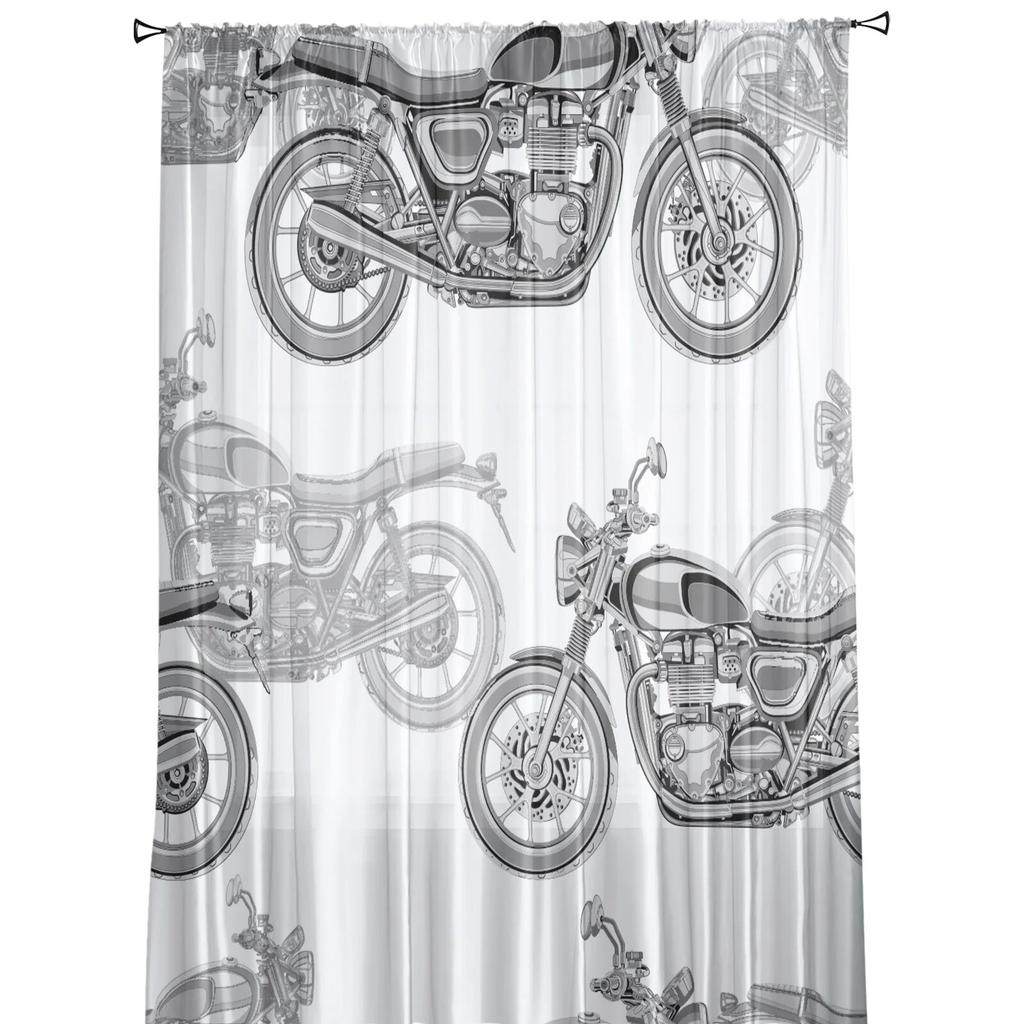 Motocykl Transport Okna Zasłony Salon Tiulowe Zasłony Wystrój Kuchni Dzieci Pokój Zasłony Obróbka Okna