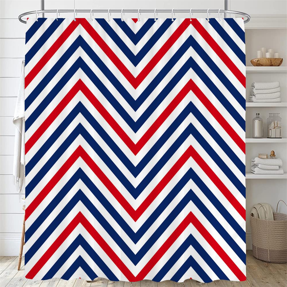 1 pack of print shower curtain polyester cloth modern geometry pattern bathroom curtains with hooks Home decoration curtain