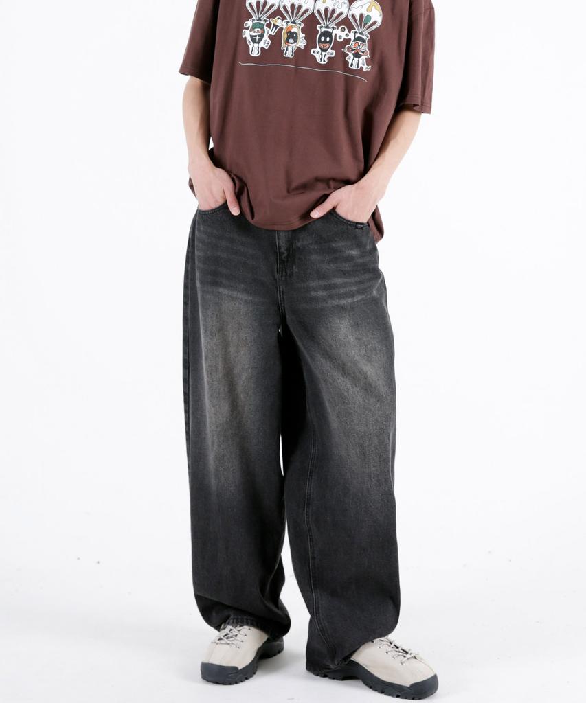UMM Balloon Fit Snap-Wide Washed Denim Pants 3 Colors