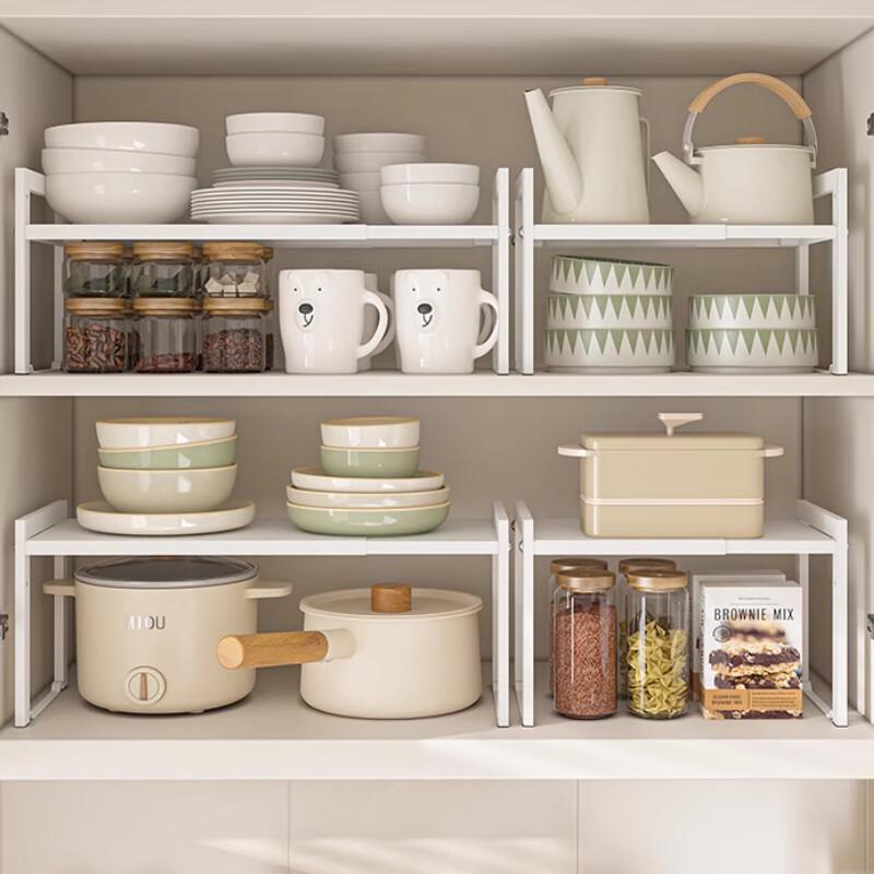 Yingbaike Extendable 2-Tier White Storage Shelf