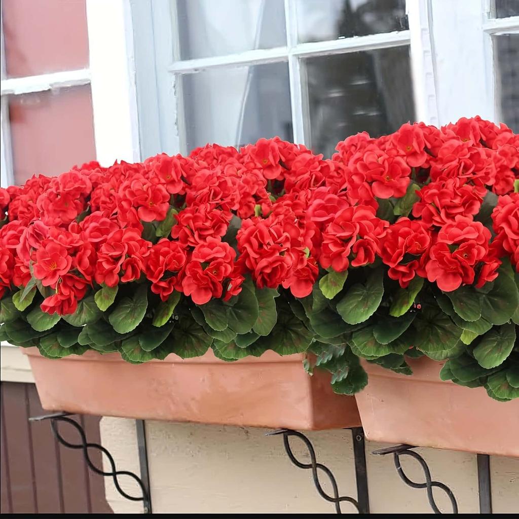 3/4ks Umělé Pelargonie Různých Barev - Venkovní Umělé Květiny pro Svatební, Zahrádkovou, Terasovou, Verandovou Dekoraci