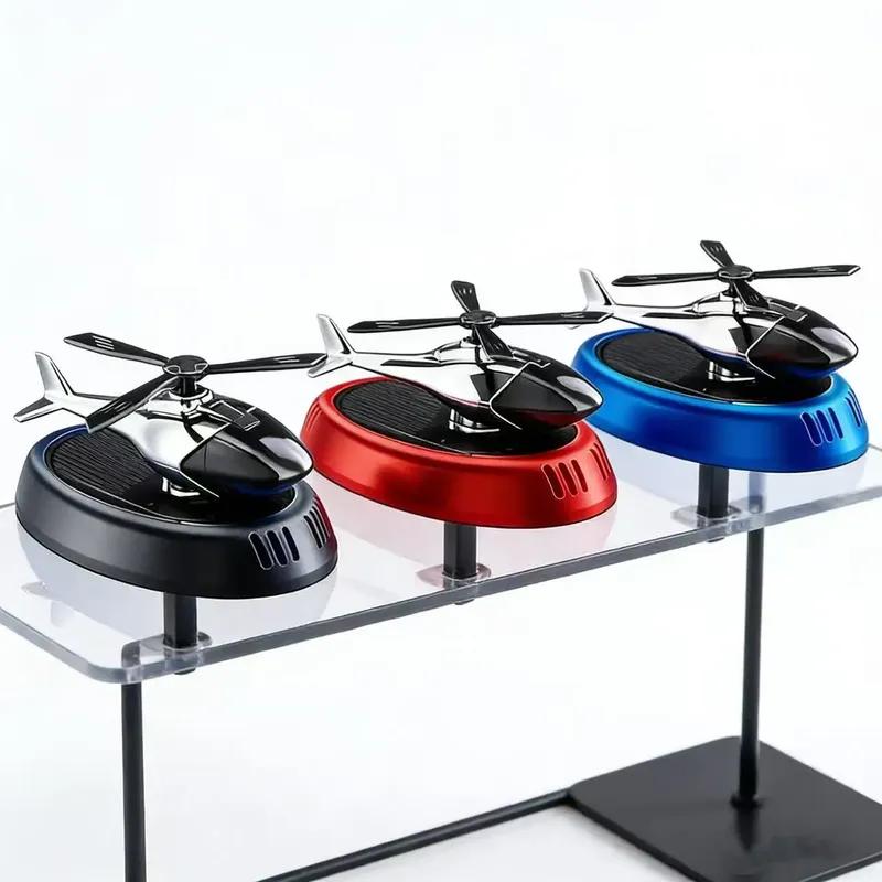 New Solar Rotation Helicopter Car Fragrance Diffuser Premium Auto Perfume Ornament Car Center Console Decor Long Lasting Scent