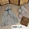 Women's Striped Hooded Long-Sleeve Warm T-Shirt - 2025 Winter Loose Fit Korean Casual Style Top