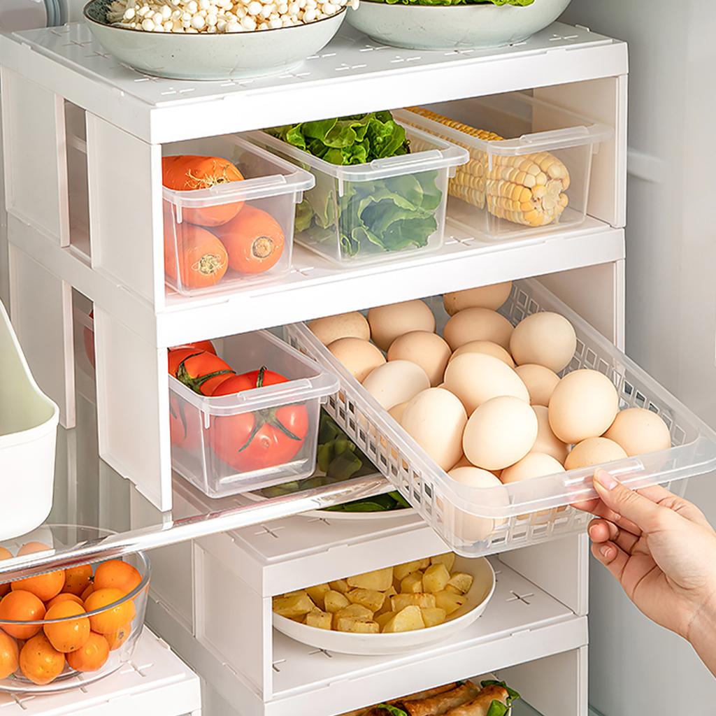 Plastic Storage Rack Refrigerator Layered Separator Shelves With Detachable Partition Kitchen Food Storage Basket