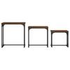 Set of 3 Nesting Tables Brown Oak Finish Engineered Wood