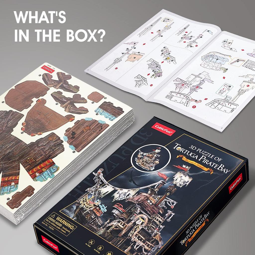 ASSYME Cubic Fan 3D Puzzle Craft Pirate Bay Tortuga No Glue or Tools Required Kit, T4039h,