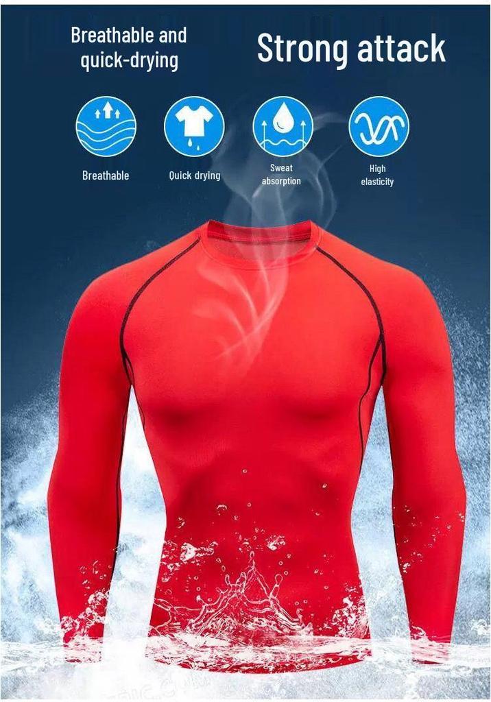 Men's Quick-Dry Long Sleeve Compression Shirt for Basketball, Football, and Running