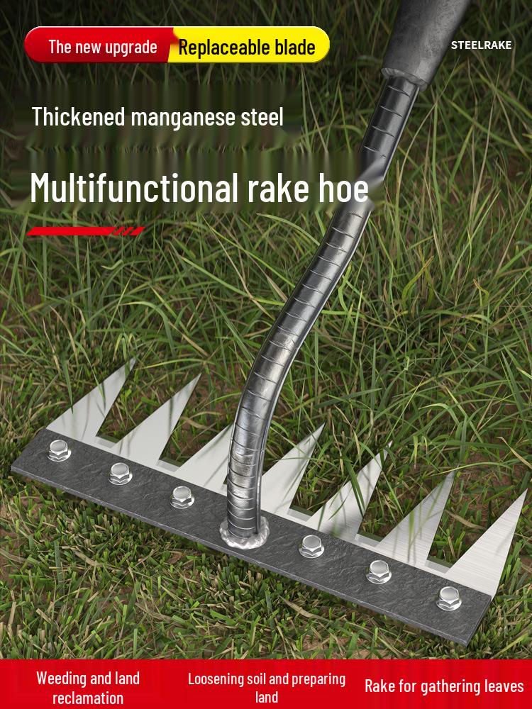 Manganese Steel Five-Tooth Weeding & Planting Rake - Multifunctional Soil Loosening Tool
